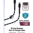 Zgear USB-C/C Fast Charge Braided Cable with EnduraTech (10 ft) 2 Pack