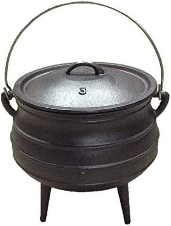 Cuisiland 8.5QT Cast Iron Potjie Cauldron Pot with Lid & 3 Legs Pre-Seasoned South African-Style Campfire Pot for Outdoor Cooking, Soups, Stews & Braising Heavy-Duty Cast Iron Dutch Oven