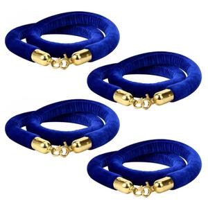 4 Pack Blue Velvet Stanchion Rope, 5ft Velvet Ropes Stanchion Ropes with Gold Clasps, Crowd Control Rope Queue Safety Sarriers Stanchion Post Rope for Party Event and Red Carpet