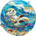 Jigfoxy Wooden Puzzle for Adults, Leisurely Otter Wooden Jigsaw Puzzles for Adult, Unique Animal Shape Wood Cut Puzzles, Christmas Thanksgiving Gifts for Friends Family (L-13.4 * 13.3in-300pcs)