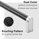 3 Inch Hole Centers, Black & Chrome Knurled Bar Kitchen Cabinet Pull Handle AP1312 | Pack of 5, Solid Hardware for Drawer, Dresser, Bathroom Vanity, Furniture Door, Cupboard, Bedroom, 3"
