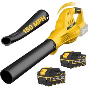 Leaf Blower Cordless with 2X 4.0Ah Batteries and Charger, 150MPH Lightweight Cordless Blower, 3 Speeds Small Battery Operated Leaf Blowers for Lawn Care, Patio, Yard, Leaves, Grass, Dust (Yellow)