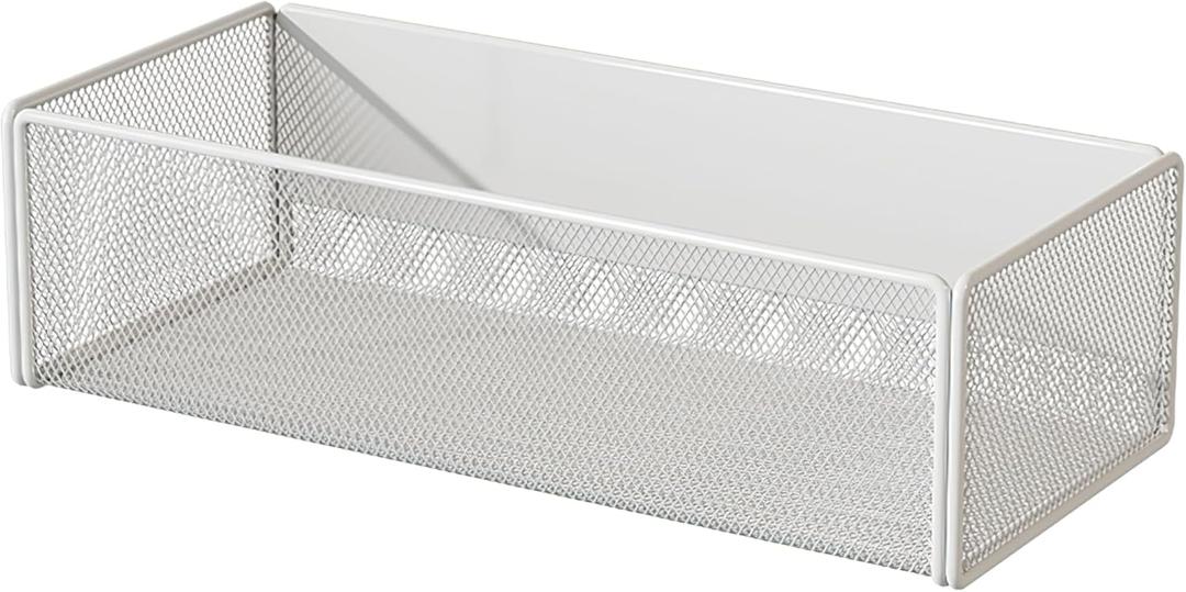 3Magnetic Basket Organizer Holder for Fridge Magnetic Storage Bin Box Containers for Refrigerator Whiteboard Classroom (Large, White) - Pack of