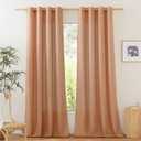 NICETOWN Linen Burnt Orange Curtains 90 inch Length 2 Panels, Grommet Privacy Added Thick Flax Linen Burlap Semi Sheer Light Filtering Window Treatments for Bedroom/Girls Room, W55 x L90