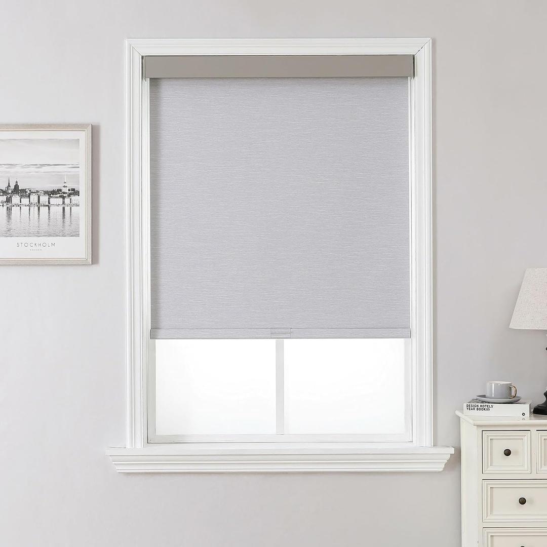 Joydeco 100% Blackout Roller Shades (Pro), 21" W x 48" H, Light Grey