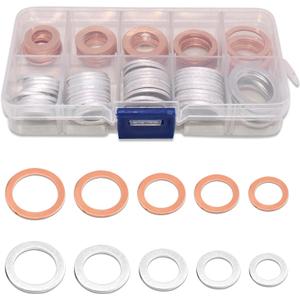100 PCS Oil Drain Plug Crush Washer, M10 M12 M14 M16 M18 2 Material Gasket Combination Set, High Temperature Resistant Leak-Proof Seals with Storage Case, for Most Cars (Silver & Gold)