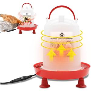 3L Chicken Waterer Heated for Winter Chicken Water Heater with Adjustable Leg Support 35W BPA-Free Heated Poultry Waterer Heavy Duty All in One Heated Waterer for Chicken Coop