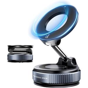 Nano Gel Suction Cup Car Mount, Magnetic Phone Holder for Your Car/Gym/Shower, 360 Rotating Foldable Car Phone Mount Compatible with iPhone 17 16 Pro Max 15 14 Plus & Android for Magsafe (Black)