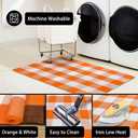KOZYFLY Buffalo Plaid Rug 27.5x43 Inches Orange and White Checke Rug Halloween Fall Door Mat Cotton Washable Area Rugs Door Mat Outdoor Entrance for Front Porch Entryway Fall Farmhouse