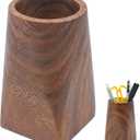 2 x Wood Pen Holder For Desk, Pencil Cup Whole Piece Black Walnut Wooden Organizer Caddy Stand, Durable Vintage Rustic Box For Desktop Men Supplies Accessories Stationery Makeup Brushes Offices Decoration