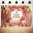 7X5Ft Birthday Backdrop Birthday Banner for Women Happy Birthday Backdrop and Birthday Banner for Women, Perfect for Photo Booth, Party Wall Decoration, and Birthday Photography