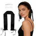 Curling Tie New Hair Curlers to Sleep in, Heatless Curls Overnight Headband, Soft Ribbon Wrap for Long Hair, Perfect Natural Curls Bouncy Curly Hairstyle Hair Suitable for All Hairs Types (Black)