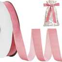 TONIFUL Pink Rose Gold Velvet Ribbon 1 Inch x 25yds, Vintage Velvet Ribbons, for Christmas Wreath Decoration Handmade Craft Ornaments Gift Wrapping & Bow Making, Valentine's Day Bouquet Packaging