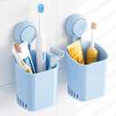 TAILI Suction Toothbrush Holder 2 Pack, Powerful Toothpaste Toothbrush Suction Cup, Self-draining Shower Razor Holder, Shower Toothbrush Holder for Wall, Kitchen Tableware Holder, Blue
