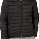 Amazon Essentials Men's Packable Lightweight Water-Resistant Puffer Jacket (Available in Big & Tall) (Medium, Black)