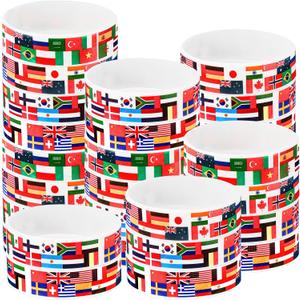 Threehoney 60 Pcs Around The World Party Favors International World Country Flags Wristbands Silicone Bracelets American Flags Wristband Sport Event Party Favor for School Office Supplies