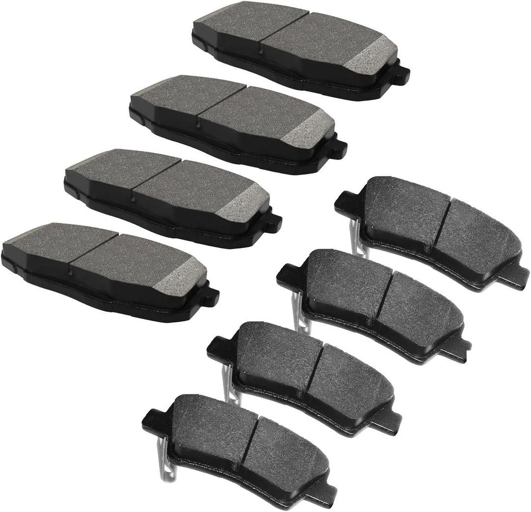 Ceramic Brake Pads Kits 8 Pcs Front Rear Brakes Pads Replacement Set for 2014 2015 2016 KIA SOUL w/Hardware