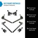 TRQ Front Steering & Suspension Kit Ball Joint Tie Rod Compatible with Chevrolet GMC