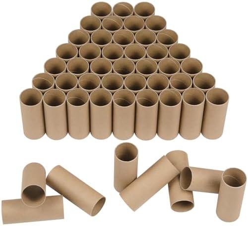 HESESOH 48 Pack Cardboard Tubes for Crafts - 1.57 x 3.94 Inches - Brown Toilet Paper Empty Rolls Round Thick Tubes Sturdy for Classroom Family Handmade DIY Projects