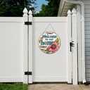 2 x Bimkole Interchangeable Seasonal Welcome Sign Front Door Decorations, Round Wood Wreath for Outdoor Farmhouse Porch - Perfect for New Home Housewarming Gift, Halloween Easter Christmas Home Decor