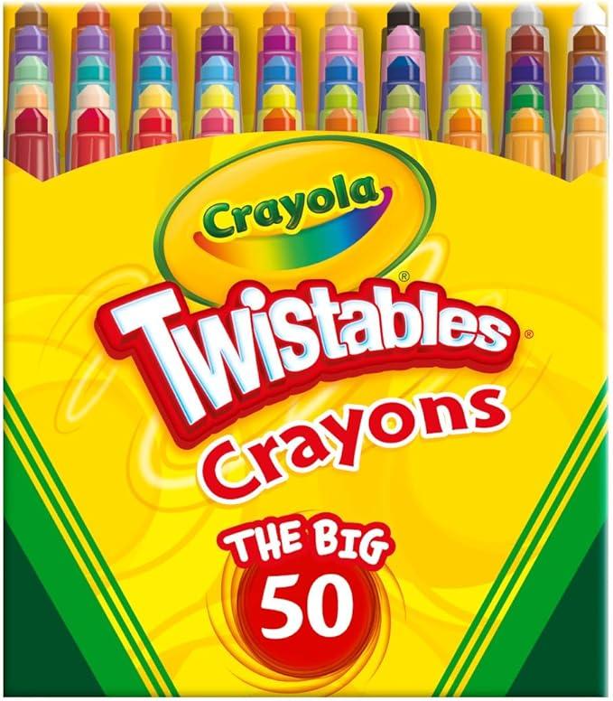 Crayola Mini Twistables Crayons for Kids (50ct), Essential Easter Basket Stuffers, No Peel Crayons for Coloring Books, Gift for Toddlers & Kids, Arts & Crafts Supplies, 3+