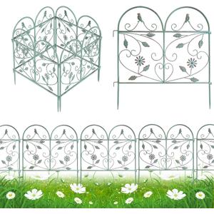 Decorative Garden Fence 6 PCS, 22.8in(H)x7.3Ft(L), Rustproof Metal Wire Border Animal Barrier for Dog Outside, Flower Edging for Yard Landscape Patio Outdoor Decor, Arched Garden Fencing, Retro