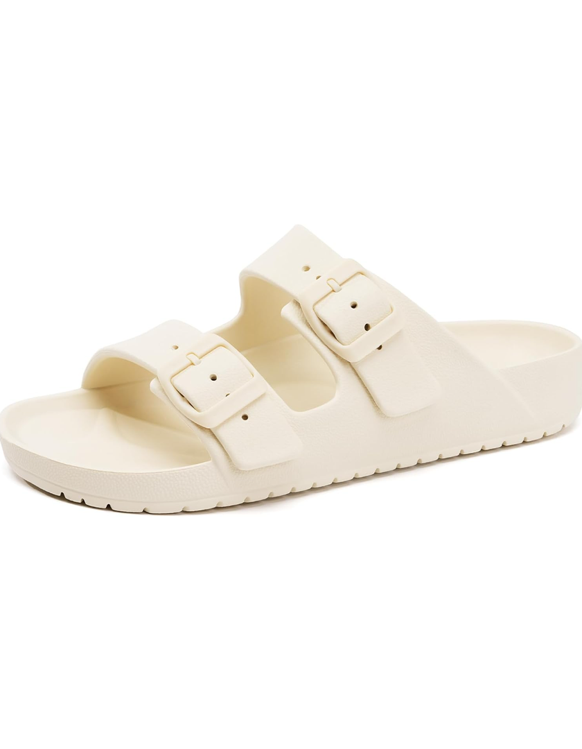 Womens Sandals with Arch Support Slip‑On Slides Adjustable Strap Rubber Soft Sole Waterproof Beach Sandals 39