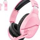 Wireless Gaming Headset with Noise Canceling Microphone for PS5, PC, PS4, 2.4G/Bluetooth Gaming Headphones with USB and Type-c Connector, Wired Mode for Controller - Pink