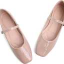 LUXINYU Women's Slip on Flats,Classy Round Toe Solid Classic Mary Jane Ballet Dance Shoes Soft Comfortable PU Flat Shoes, 6.5, 2472-nude