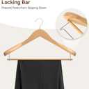 StorageWorks 6 Pack Wooden Hangers, Extra Wide Shoulder Wood Hangers with Locking Bar for Suit, Shirt, Coat, Pants, Natural Color