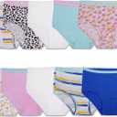 Fruit of the Loom Girls' Cotton Brief Underwear, Multipack (10, Brief - 10 Pack - White/Stripes/Animal Print)