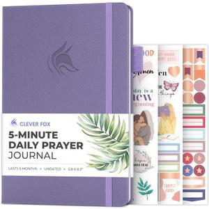 Clever Fox 5-Minute Daily Prayer Journal  Bible Study Journal for Women to Write In  Faith Based Gifts & Religious Accessories  Biblical Scripture Notes & Devotional Church Notebook (Lavender)