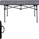 Folding Outdoor Camping Table with Carrying Bag, Stabilized Steel Roll Up Square Table for Indoor, Outdoor Camping, Picnic, Beach, Backyard, BBQ, Party, Patio Black