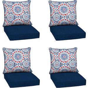 Arden Outdoor Deep Seat Cushion Set (4-Pack), 24 in x 24 in, Weather-Proof, Rain-Proof, Fade Resistant Patio Cushion for Chair, Sofa, and Couch Clark Blue | Outdoor Sofa, Couch, Conversation Set, Weather-Proof, Rain-Proof, Fade Resistant for Chair, Mold and Mildew Resistant