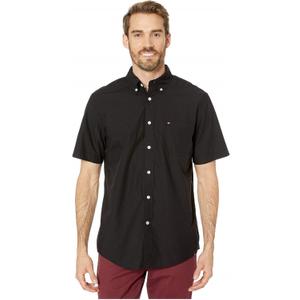 Tommy Hilfiger Mens Short Sleeve Button-Down Shirt (X-Large, Black)
