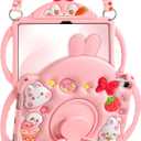 for iPad A16 Case/10th Generation Case - Kids Girls Cute Girly Protective Silicone Rabbit Tablet Cover for iPad 11th 11" 2025/10.9inch 2022 with Shoulder Strap & Rotating Kickstand & Handle