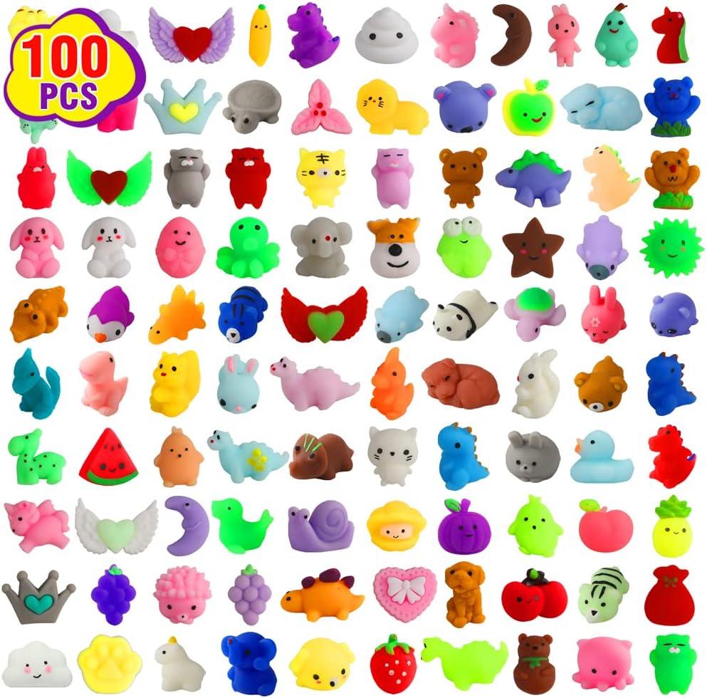 100 Pcs Kawaii Squishies Party Favors for Kids 4-8-12, Mochi Squishy Toys Treasure Box Toys for Classroom Prizes,Stress Relief Fidget Toys Birthday Gift for Boys Girls Goodie Bag Pinata Stuffers