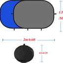5x6.6ft/1.52m Chromakey Backdrop, 2-in-1 Blue Screen with Grey Screen, Collapsible Reversible Pop Up Background for Photography Studio, Live Streaming, Video Shooting (Blue/Gray)