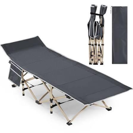 Folding Camping Cot, Portable Military Canvas Sleeping Bed, Outdoor Comfortable Lightweight Bed with Carry Bag for Hiking, Backpack Travel, Home & Office