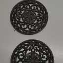 Nagpew 2 Pack Cast Iron Trivet, 8 Inch Round Metal Trivets with Rubber Feet Caps, Rustproof Heat Resistant Hot Pot Plate Stand Holder Mat Pad for Kitchen, Dining Table, Countertop