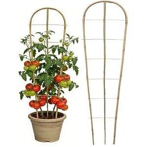 4 Pack 4.8 Ft Natural Bamboo U-Shaped Trellis, Oltara Plant Support Trellis for Outdoor, Garden, Climbing Plants, Vines, Potted Plants, Flowers