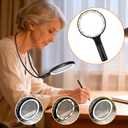 Hands Free Magnifying Glass with Light for Close Work, Neck Wear Magnifier for Reading Books, Sewing, Cross Stitch, Low Vision Seniors with Aging Eyes,5 Inch 5X & 10X Lighted Magnifying Glass