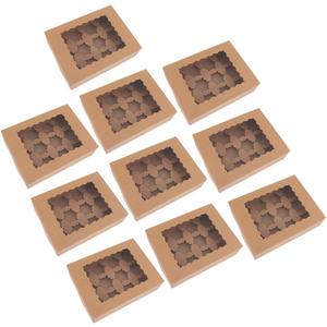 Homoyoyo Cupcake Storage Boxes with Window 10 Paper Cake Boxes Muffin Packaging