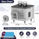 Tepoal 17.7"x17"x17.5" Plastic Heated Cat House for Outside Winter, Weatherproof Outside Cats Shelter with Safety Escape Doors and Heating Pads, Elevated Feral Cat House for Wild and Stray Cats (Grey)