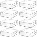 Clear Plastic Storage Bins, Home Bathroom Laundry Room Freezer Refrigerator Pantry Organizers and Storage Containers Fridge Organizer Bins Kitchen Organization Cabinet Medicine Bin for organizing (10.8 X 7.9 X 3.4)