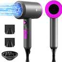 slopehill Professional Ionic Hair Dryer, Powerful 1800W Fast Drying Low Noise Blow Dryer with 2 Concentrator Nozzle 1 Diffuser Attachments for Home Salon Travel, Grey