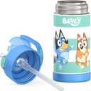 THERMOS FUNTAINER Water Bottle with Straw - 12 Ounce - Kids Stainless Steel Vacuum Insulated Water Bottle with Lid, Bluey