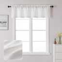 Chyhomenyc Bennet Faux Linen Slub Textured Semi Sheer Small Window Kitchen Valance Curtain, Rod Pocket Cafe Valance for Bathroom Laundry Basement, 30Wx14L inch, 2 Piece, Natural
