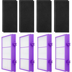 HAPF30AT-Total Air HEPA Type Filter Compatible with Holmes AER1 Aller-gen Remover Filter for HAPF300AP-U4 and HAP242-NU, Funmit 4 True HEPA Filters & 8 Activated Carbon Pre-Filters, Purple