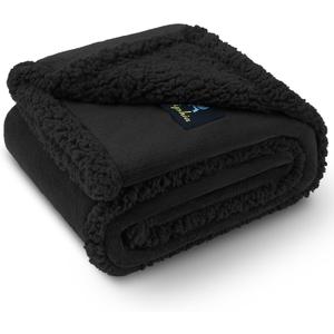Waterproof Pet Blanket, Liquid Pee Proof Dog Blanket for Sofa Bed Couch, Reversible Sherpa Fleece Furniture Protector Cover for Small Medium Large Dogs Cats, Black Small40" x 28"